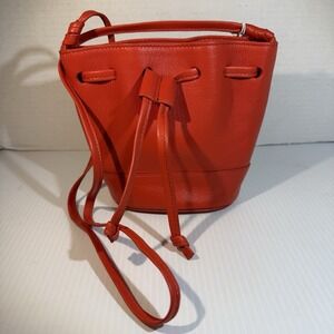 Crewcuts J. Crew Girls Red Mini Bucket  Crossbody Bag 100% Sheep Leather New NWT
